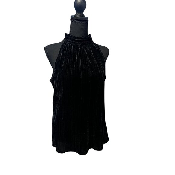 Max Studio Black Velvet Sleeveless Tie Neck Top, Y2K, WORK ATTIRE, MEDIUM - Picture 2 of 13